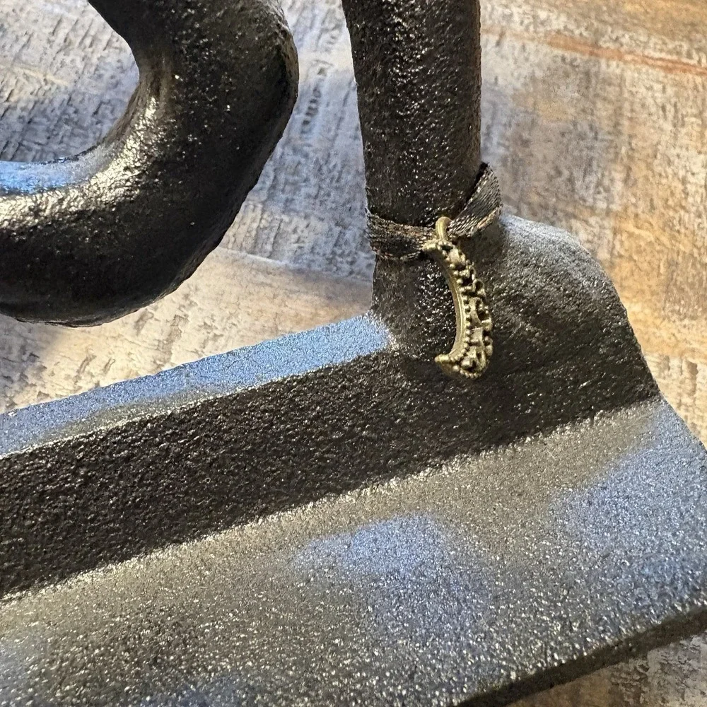 Vintage Cast Iron Door Stop Black Cat Spooky Feline Heavy 11